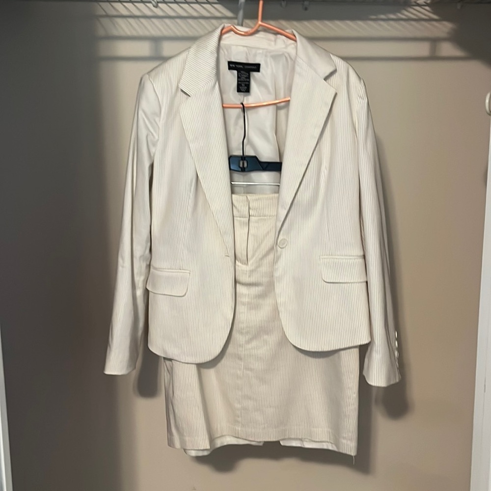 Off white pin striped suit